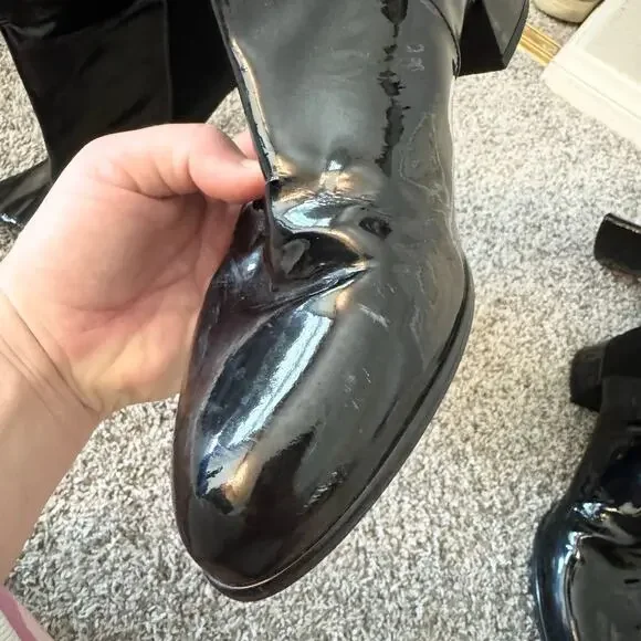 Stuart Weitzman Black Patent Leather 5050 Over the Knee Boots - Picture 9 of 10